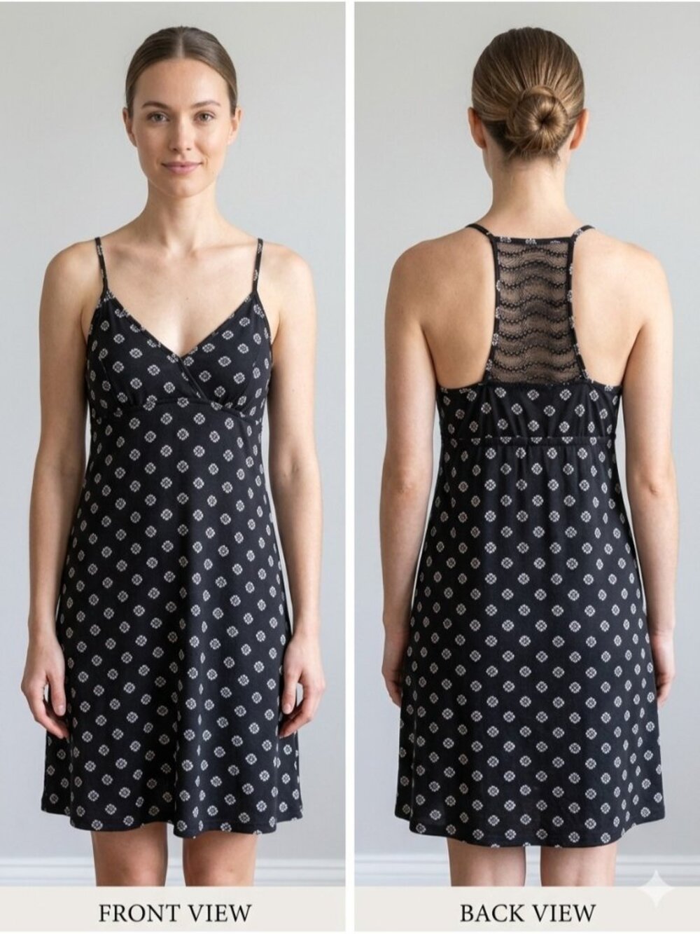 Apt 9 Intimates Chemise Nightgown Large Black White Floral Lace Racerback Sleep